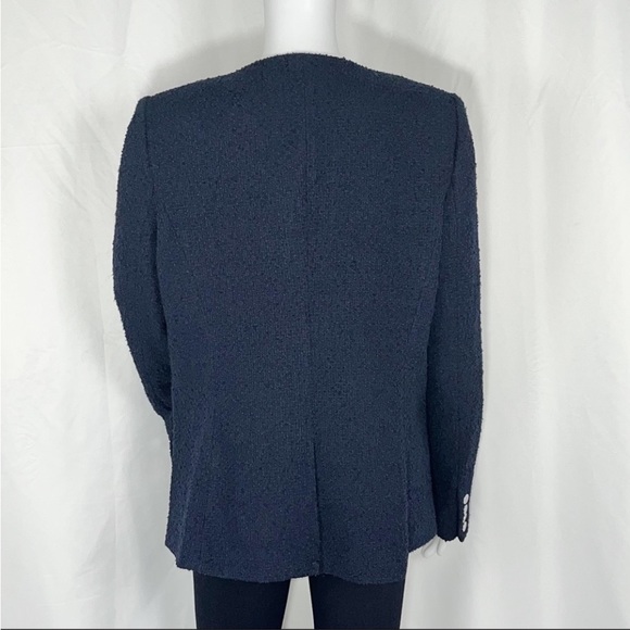 CalvinKlein Navy Long Sleeves Tweed-Like Buttons Blazer Jacket Sz12 Flap Pockets - Picture 6 of 16